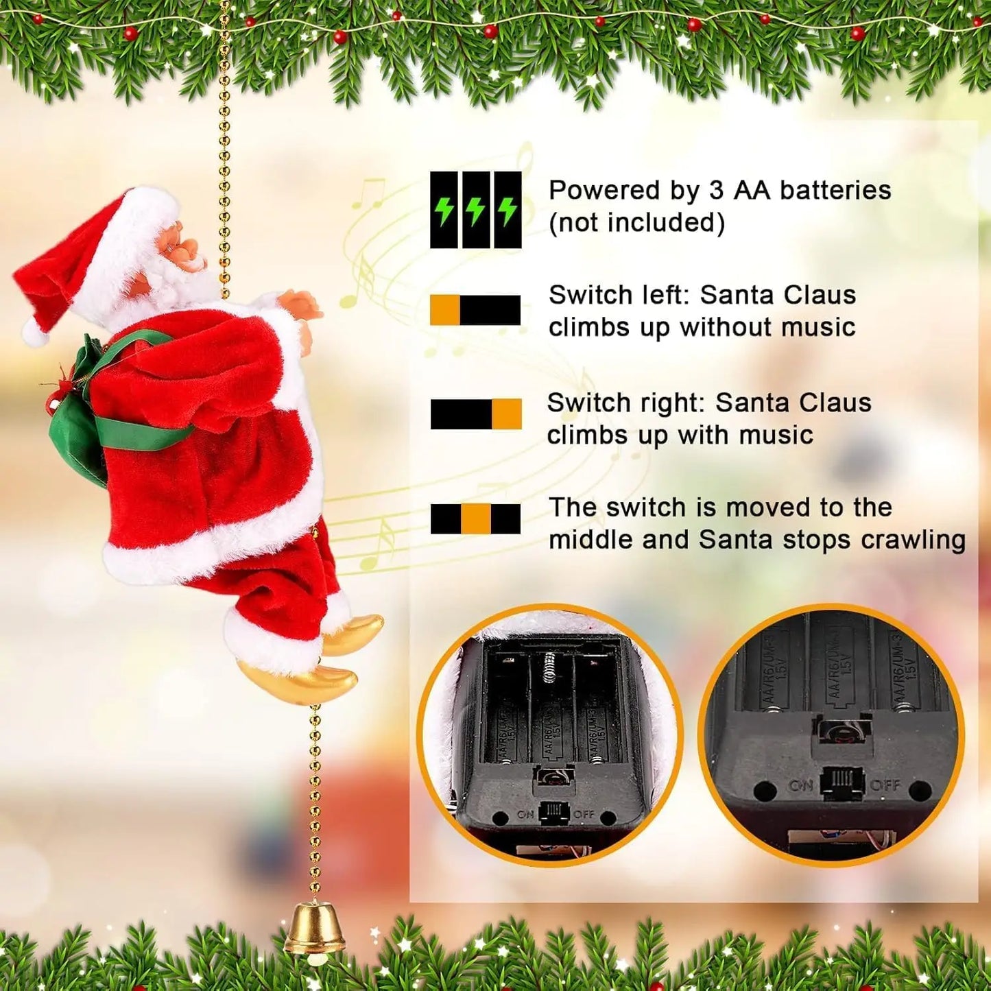 Animated Climbing Santa – Christmas Tree Hanging Decoration